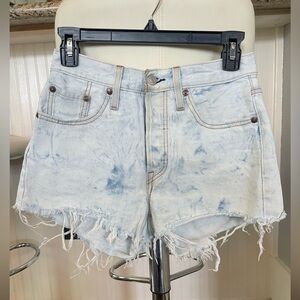 Levi's 501 Light Blue Jean Shorts with Distressed Look